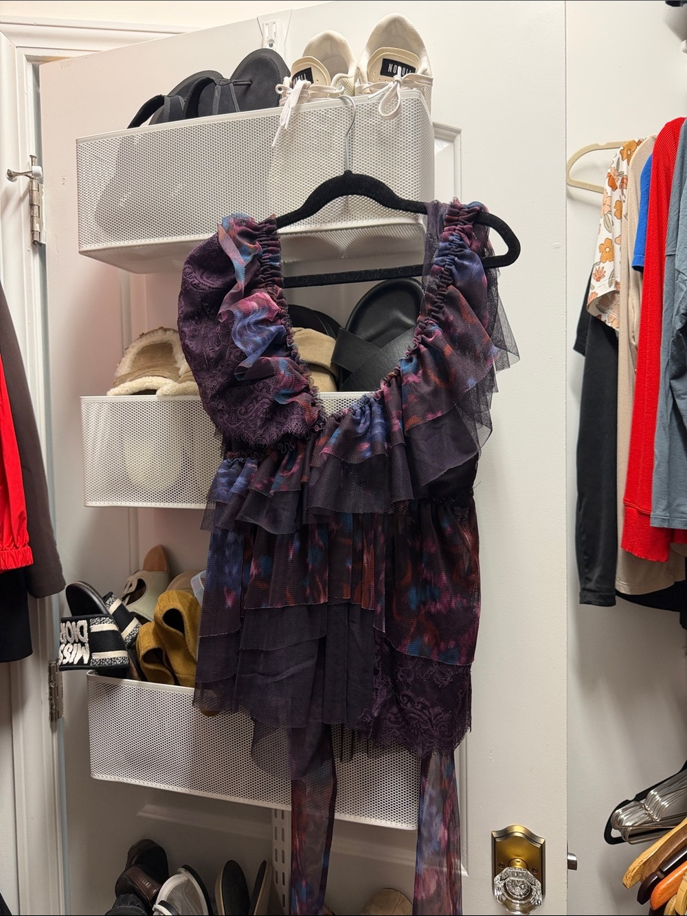Ruffled Sheer Purple Tiered top